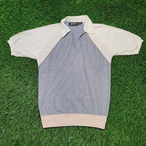 Vintage 80s GAP Terry Cloth Polo Top Womens M Batwing Sleeve 80s Preppy Pastel - Picture 1 of 12